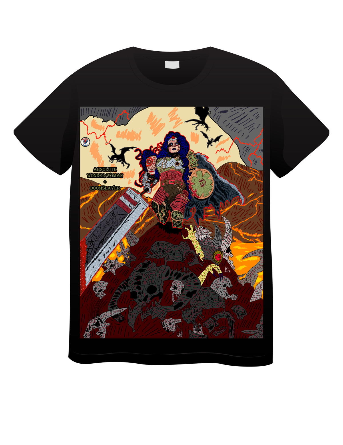 Absolute Wonder Woman + Doom Slayer (Doom) T shirts