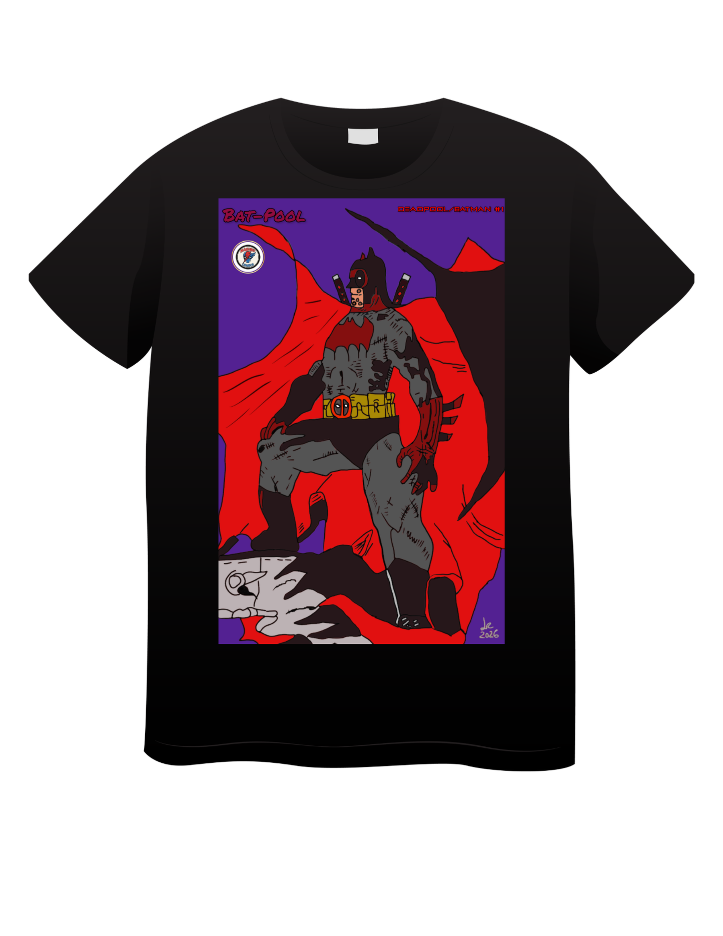 Bat-Pool (Deadpool + Batman) T shirts