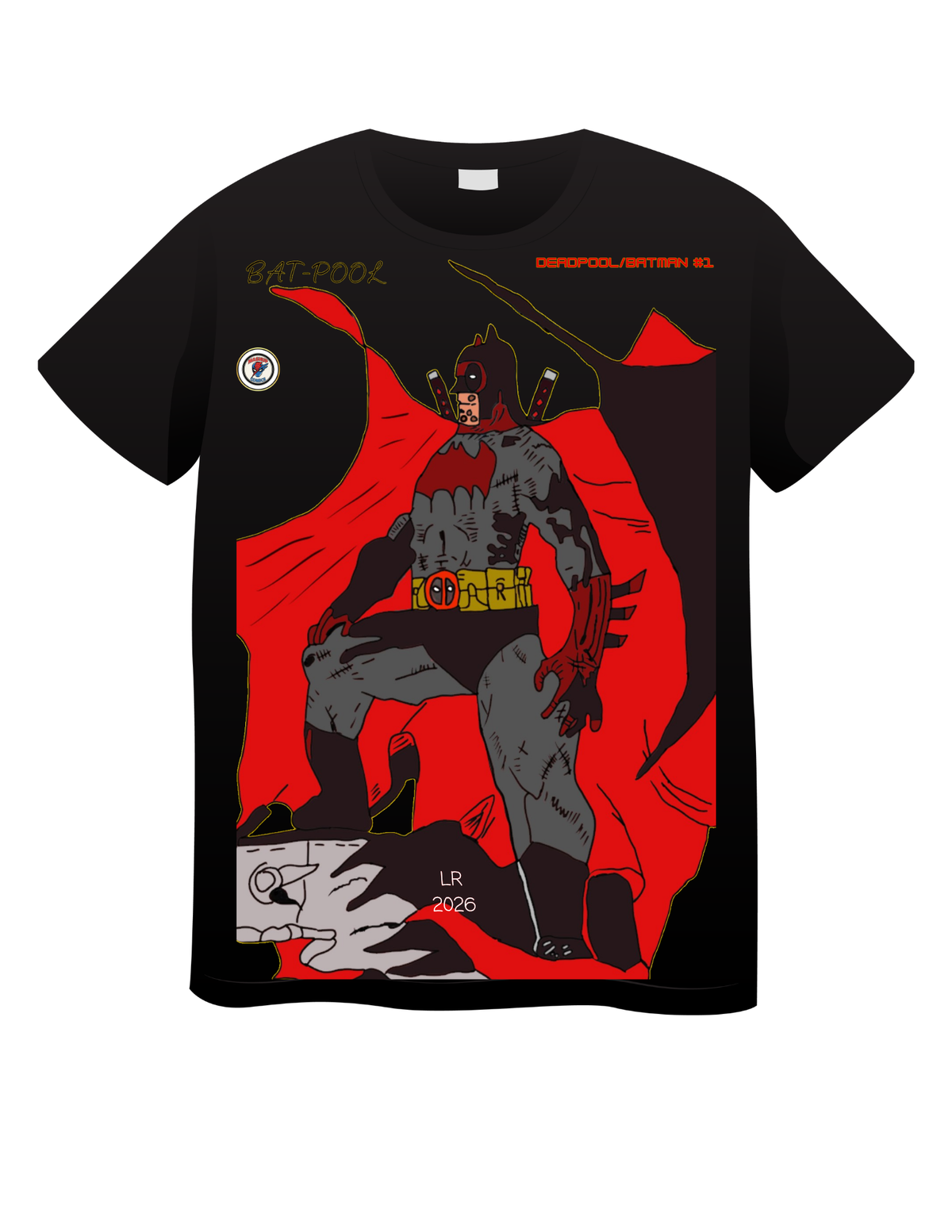 Bat-Pool (Deadpool + Batman) T shirts
